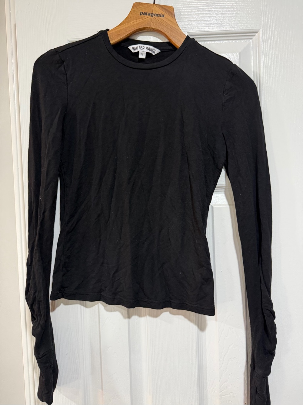 Walter Baker Black Long Sleeve Slim Crewneck Tee